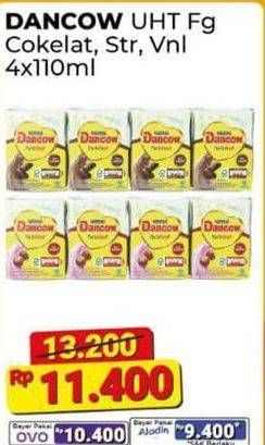 Promo Harga Dancow Fortigro UHT Cokelat, Stroberi, Vanilla per 4 pcs 110 ml - Alfamart