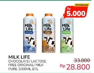 Promo Harga Milk Life Fresh Milk Cokelat, Bebas Laktosa, Murni 1000 ml - Indomaret