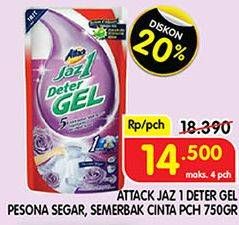 Promo Harga ATTACK Jaz1 DeterGel Pesona Segar, Semerbak Cinta 750 ml - Superindo