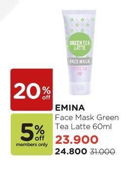 Promo Harga EMINA Face Mask Green Tea Latte 60 ml - Watsons