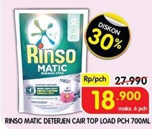 Promo Harga Rinso Detergent Matic Liquid Top Load 700 ml - Superindo