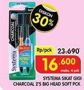 Promo Harga SYSTEMA Sikat Gigi Charcoal Big Head Soft 2 pcs - Superindo