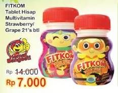 Promo Harga FITKOM Vitamin Anak Tablet Anggur, Strawberry 21 pcs - Indomaret