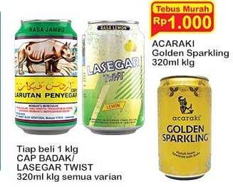 Promo Harga Acaraki Golden Sparkling 320 ml - Indomaret