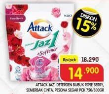 Promo Harga Attack Jaz1 Detergent Powder +Softener Rose Berry, Semerbak Cinta, Pesona Segar 750 gr - Superindo
