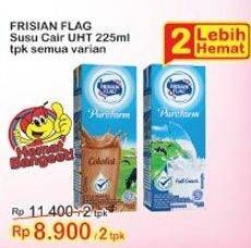 Promo Harga FRISIAN FLAG Susu UHT Purefarm Swiss Chocolate, Full Cream 225 ml - Indomaret