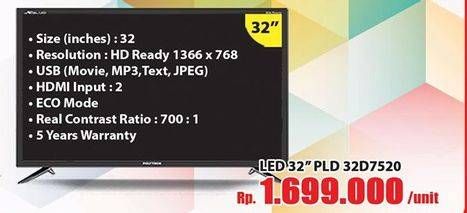 Promo Harga POLYTRON PLD 32D7520 | LED TV 32"  - Hari Hari