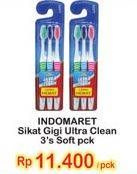 Promo Harga INDOMARET Sikat Gigi Ultra Clean Soft 3 pcs - Indomaret