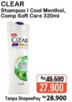 Promo Harga CLEAR Shampoo Ice Cool Menthol, Complete Soft Care 320 ml - Alfamart