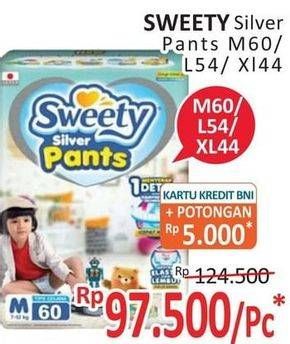 Promo Harga Sweety Silver Pants L54, M60, XL44 44 pcs - Alfamidi