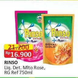 Promo Harga RINSO Liquid Detergent + Molto Pink Rose Fresh, + Molto Royal Gold 750 ml - Alfamart