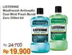 Promo Harga LISTERINE Mouthwash Antiseptic Cool Mint, Fresh Burst, Zero 250 ml - Indomaret