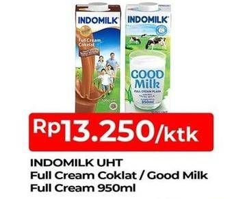 Promo Harga INDOMILK Susu UHT Cokelat, Full Cream Plain 950 ml - TIP TOP