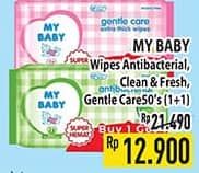 Promo Harga My Baby Wipes Antibacterial, Clean Fresh, Gentle Care 50 pcs - Hypermart