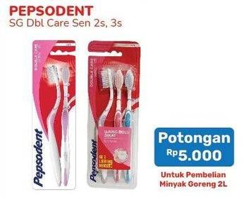 Promo Harga PEPSODENT Sikat Gigi Double Care Sensitive Soft 2 pcs - Alfamart