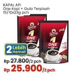 Promo Harga Kapal Api Kopi One + Gula Terpisah per 15 sachet 23 gr - Indomaret