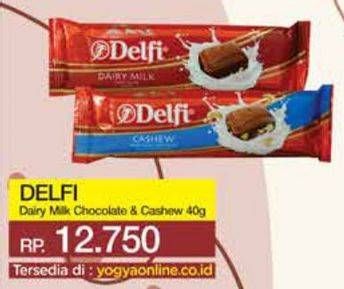Promo Harga Delfi Chocolate Dairy Milk, Cashew 50 gr - Yogya