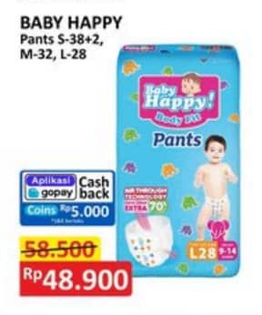 Promo Harga Baby Happy Body Fit Pants S38+2, M32, L28 28 pcs - Alfamart