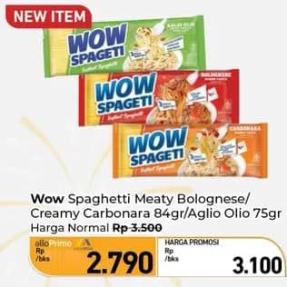 Promo Harga WOW Spageti Aglio Olio, Cream Carbonara, Meaty Bolognese 75 gr - Carrefour