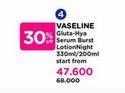 Promo Harga Vaseline Healthy Bright Gluta-Hya Lotion Overnight Radiance 200 ml - Watsons