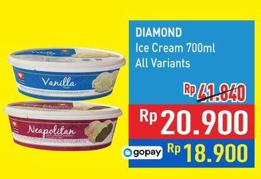 Promo Harga Diamond Ice Cream All Variants 700 ml - Hypermart