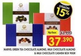 Promo Harga Marvel Chocolate Green Tea Chocolate Almond, Milk Chocolate Almond, Milk Chocolate Cashew 90 gr - Superindo