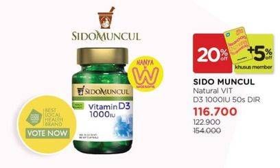 Promo Harga Sido Muncul Natural Vitamin D3 1000 IU 50 pcs - Watsons