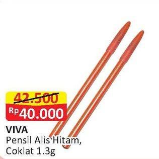 Promo Harga VIVA Pencil Alis Hitam, Coklat 1 gr - Alfamart