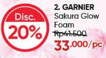 Promo Harga Garnier Sakura Glow Glowing Face Wash Facial Cleanser 100 ml - Guardian
