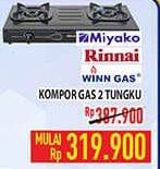 Promo Harga MIYAKO/RINNAI/WINN GAS Kompor Gas 2 Tungku  - Hypermart
