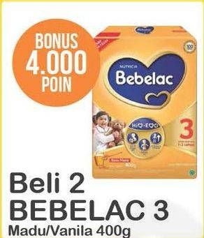 Promo Harga BEBELAC 3 Susu Pertumbuhan Madu, Vanila per 2 box 400 gr - Alfamart