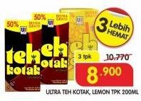 Promo Harga ULTRA Teh Kotak Jasmine, Lemon per 3 pcs 200 ml - Superindo