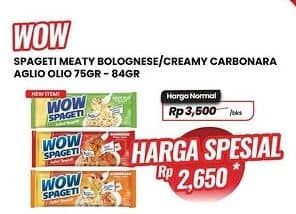Promo Harga WOW Spageti Meaty Bolognese, Cream Carbonara, Aglio Olio 75 gr - Carrefour