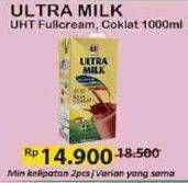 Promo Harga ULTRA MILK Susu UHT Full Cream, Chocolate 1000 ml - Alfamart