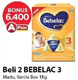 Promo Harga Bebelac 3 Susu Pertumbuhan Madu, Vanila 1000 gr - Alfamart