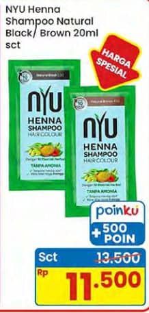 Promo Harga NYU Henna Shampoo Hair Colour Black, Brown 20 ml - Indomaret