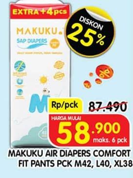 Promo Harga Makuku Comfort Fit Diapers Pants M42+4, L40+4 44 pcs - Superindo