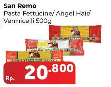 Promo Harga SAN REMO Pasta Fettuccine, Angel Hair, Vermicelli 500 gr - Carrefour