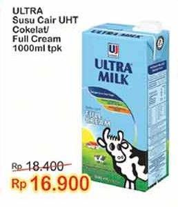 Promo Harga ULTRA MILK Susu UHT Chocolate, Full Cream 1000 ml - Indomaret