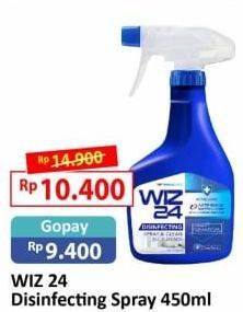 Promo Harga WIZ 24 Disinfecting Spray and Clean All Surface 450 ml - Alfamart