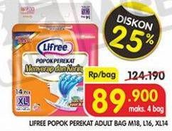 Promo Harga Lifree Popok Perekat Menyerap dan Kering M18, L16, XL14  - Superindo