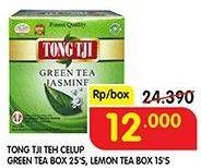 Promo Harga Tong Tji Teh Celup Green Tea Dengan Amplop, Lemon Tea Dengan Amplop 15 pcs - Superindo