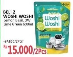 Promo Harga Woshi Woshi Dishwash  Green Tea, Lime Lemon Basil 600 ml - Alfamidi