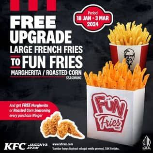 Promo Harga Free Upgrade Large French Fries to Fun Fries  - KFC