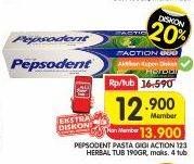 Promo Harga PEPSODENT Pasta Gigi Action 123 Herbal 190 gr - Superindo