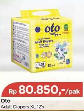 Promo Harga OTO Adult Diapers XL12 12 pcs - TIP TOP