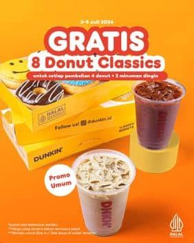 Promo Harga Gratis 8 Donut Classics  - Dunkin Donuts