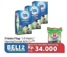 Promo Harga FRISIAN FLAG 123 Jelajah Madu, Vanila, Cokelat per 2 box 800 gr - Carrefour