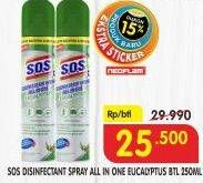 Promo Harga SOS Disinfectant Spray All in One Eucalyptus 250 ml - Superindo