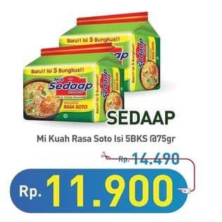 Promo Harga Sedaap Mie Kuah Soto per 5 pcs 75 gr - Hypermart